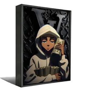 Riley Freeman's money-themed canvas wall art 'A Stack of Cash' is the ultimate choice for male spaces decorated by hip-hop and anime enthusiasts, and also a perfect choice for modern rooms.