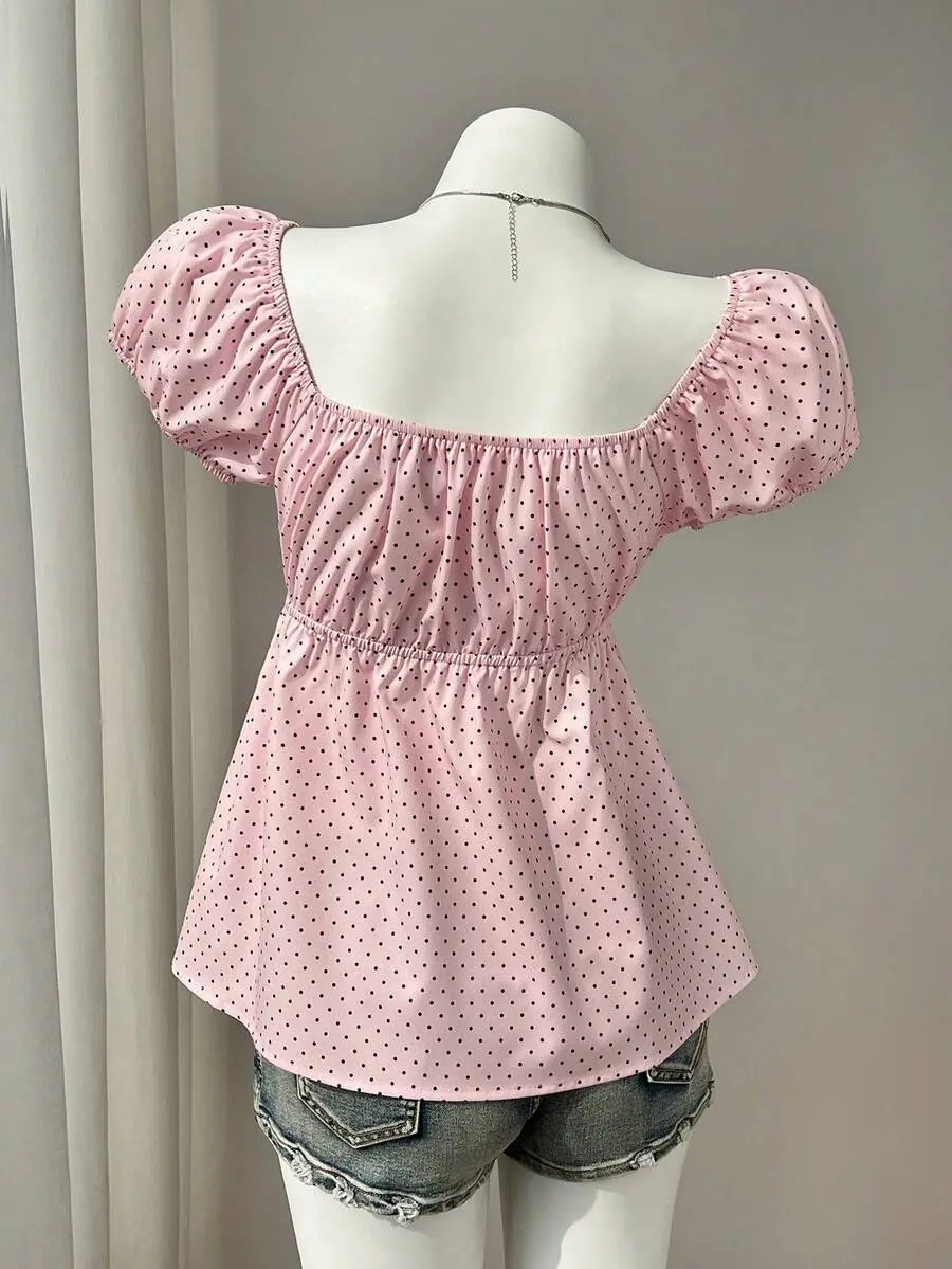 hollister polka dot babydoll top - TikTok Shop