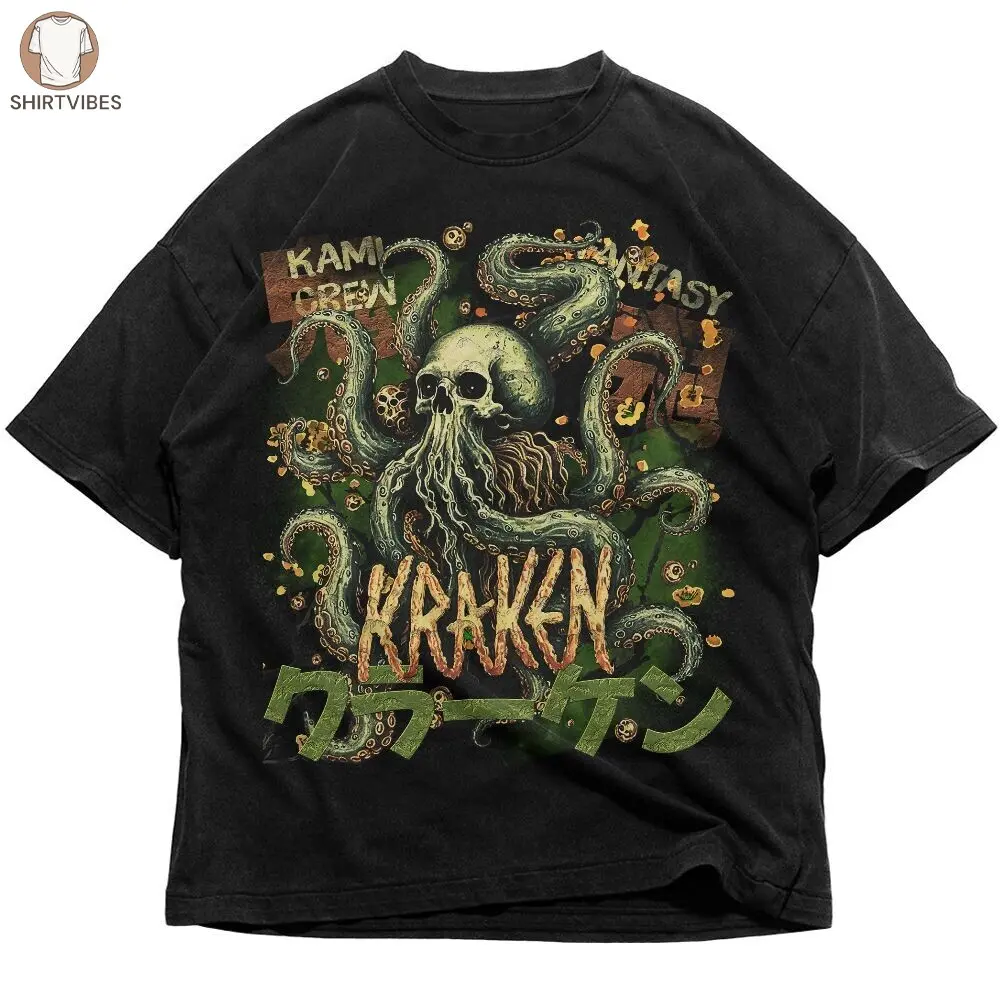 Kami Crew Flowers Giant Octopus Japanese Kraken Fantasy Shirt, Tokyo Japan Gifts For Fantasy Lovers Unisex Shirt, Hoodie, Sweatshirt