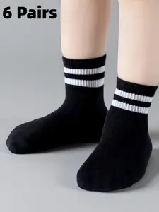 6 Pairs Boys Girls Short Socks, Casual Stylish Socks, Solid Boat Socks, Summer Lightweight Mesh Socks, Soft Floor Socks, Birthday Party Gift