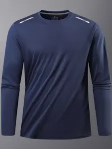 Men's Long Sleeve Sports Shirt, Reflective Shoulder Strips, Quick-Dry Breathable Fabric, Ideal for Running Training Outdoor Fitness