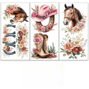 3pcs/Set Western Cowboy Rub on Transfers for Furniture and Crafts 6x12 Inch Western Theme Furniture Transfer Sticker Decals Art Stickers Transfer Stickers Rub on Decals for Wood Furniture Home Decoration Decoration Items
