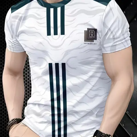 Men's Digital Print Short Sleeve T-Shirt, 3D Print, Comfortable Fit, Casual Wear, Ideal for Commuting, Sports, Street Style, Summer Essential