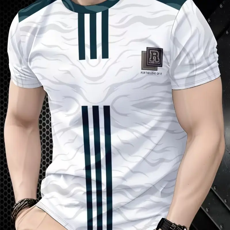 Men's Digital Print Short Sleeve T-Shirt, 3D Print, Comfortable Fit, Casual Wear, Ideal for Commuting, Sports, Street Style, Summer Essential