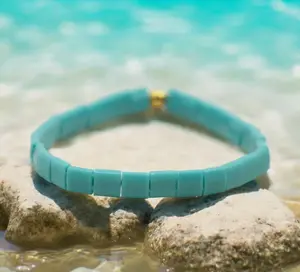 Tile Bead Bracelet-Turquoise