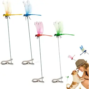 4 Pack Fake Dragonfly Clip, Dragon Fly Hat Clip,3D Fake Dragonfly Clips Outdoor Simulation, Waterproof Plastic Dragon Fly for Garden Stakes Decor Yard Ornaments