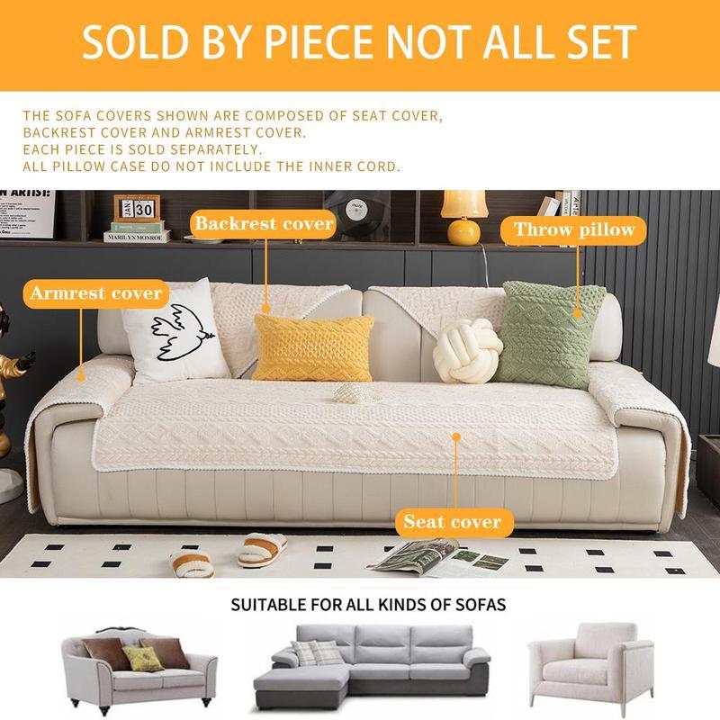 Solid Color Sofa Cover,For Boneless Chaise Lounge Sofa Bed Non-slip Sofa Slipcover,Soft Comfortable Sofa Towel Or Throw Pillowcase,Sofa Protector for Home Living Room