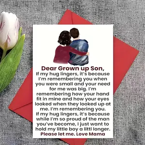 1/3/7pcs  Heartfelt Mother to Grown Up Son Greeting Card, Emotional Love Letter Card with Parent-Child Illustration, Perfect Gift for Son's Birthday, Graduation, Christmas, Mother's Day, Blank Inside for Personal Note