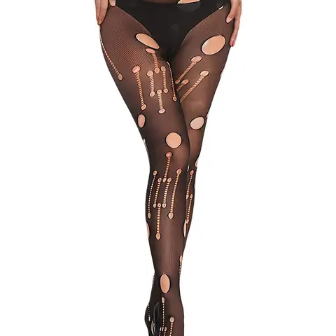 OHYEAH Women's High-Waisted Fishnet Lingerie Tights - Sexy Sheer Black Nylon Spandex Pantyhose with Holes, Christmas & Party Use, Plus Size Fits 90-265Lbs