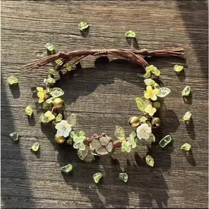 Monet Garden Butterfly Gravel Bracelet, woven hand rope with forest-themed healing elements, ocean, sky, blue starry sky motifs, suitable for daily wear, Earth Day, New Year, and all-season accessories, everyday wear garland | Natural Aesthetics | Hand-wo