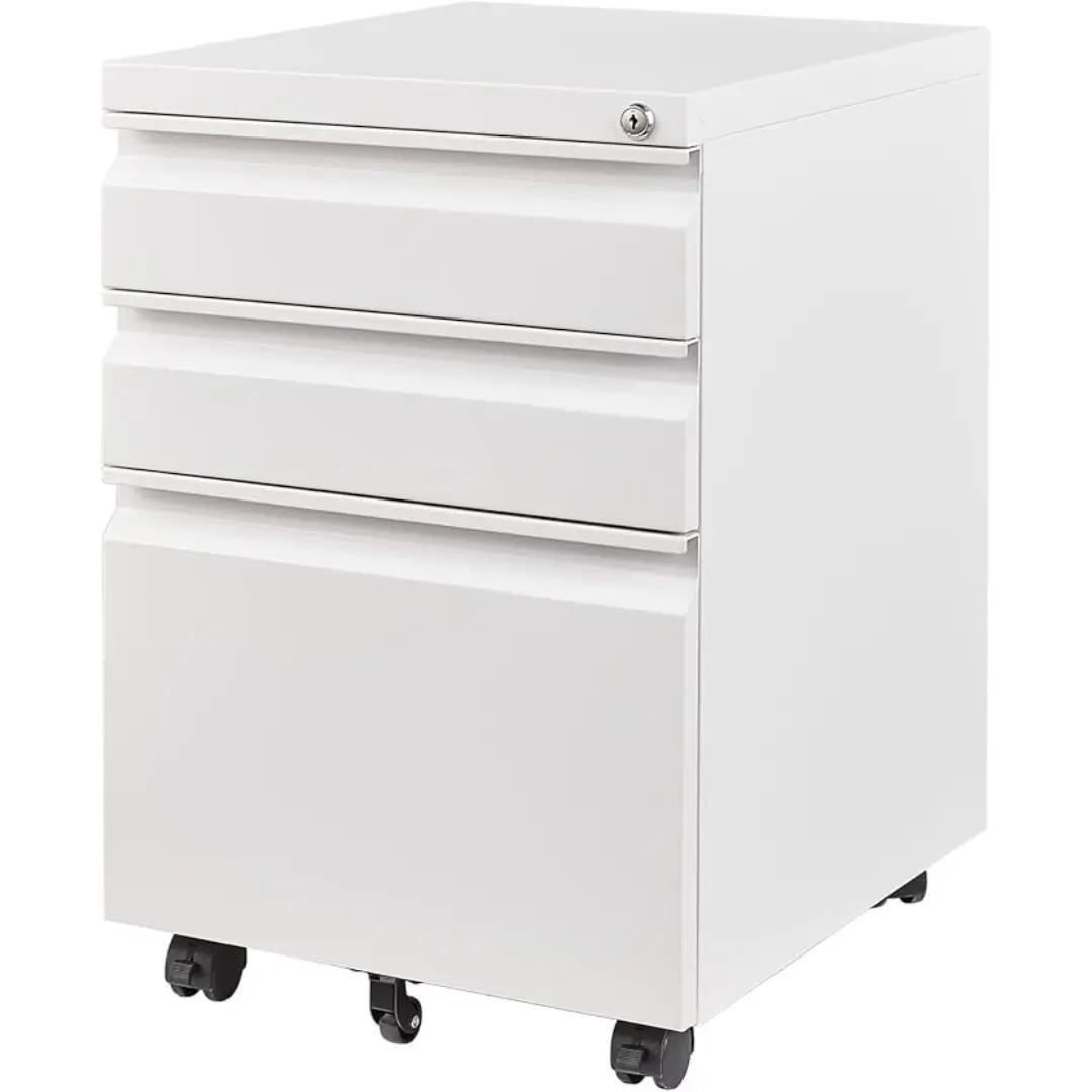 Yizosh Assembly Required 3 Drawer Mobile File Cabinet with Lock, Metal Rolling Filing Cabinet on Wheels, Under Desk Office Storage Cabinet for Letter & A4 Files