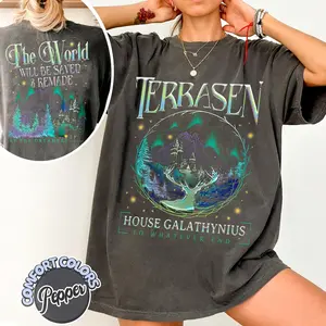 Comfort Colors® Sjm- Terrasen T-shirt Throne Of Glass T-shirt Reading Lover Gift Book Lover T-shirt 100% Ring-spun Cotton Loose-fitting Casual Crew Neck Machine Washable Summer Baggy Crewneck Streetwear Top Light Tee