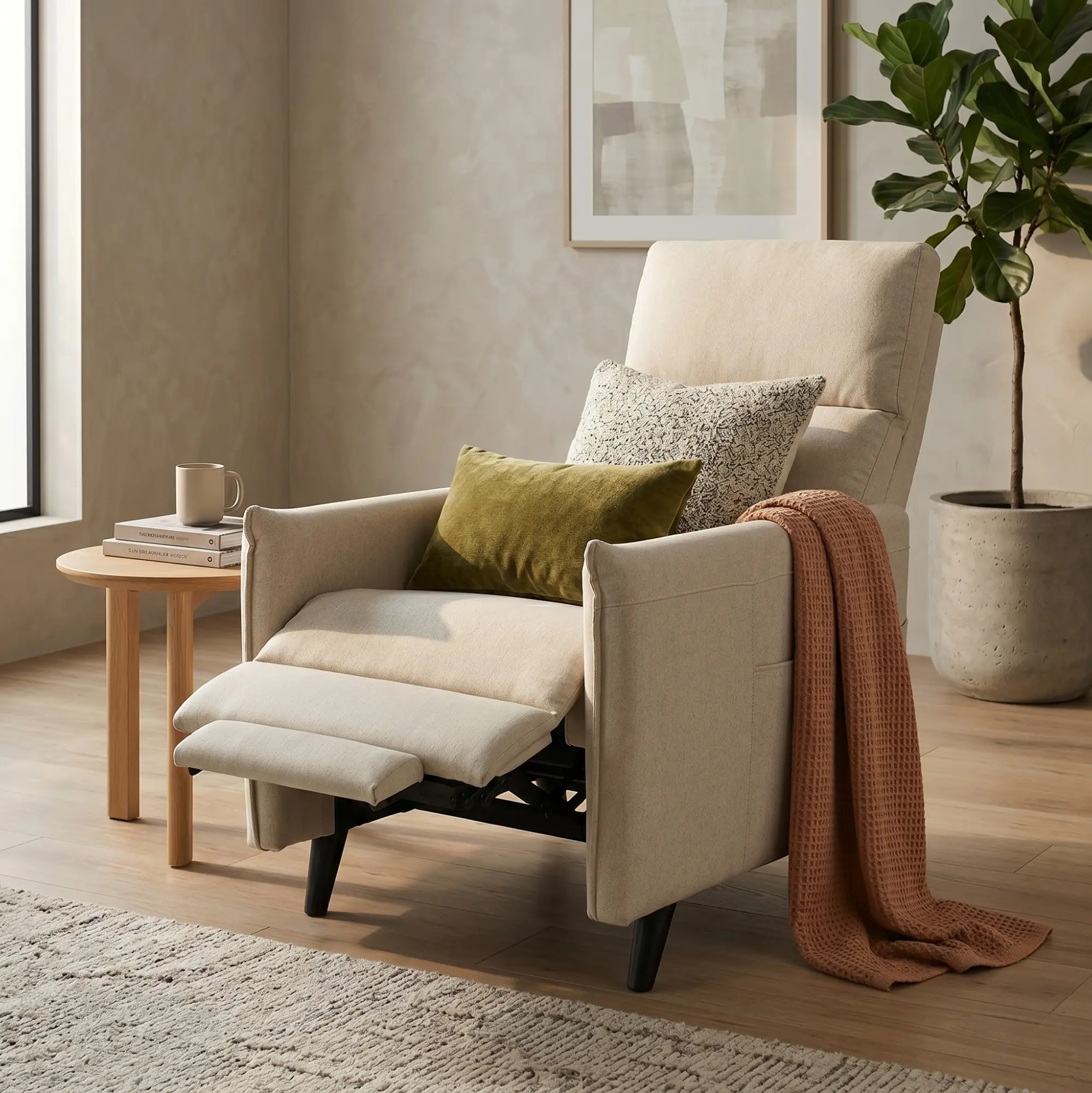 Lali Pushback Recliner Chair with Side Magazine Pockets By FOA