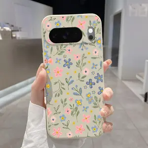 Rounded Edge Phone Case for Google Pixel 10 9 8 7 Pro A XL Sunny Flower Pattern Anti-Scratch Shockproof TPU Bumper Drop-proof Cover Cellphone Protective