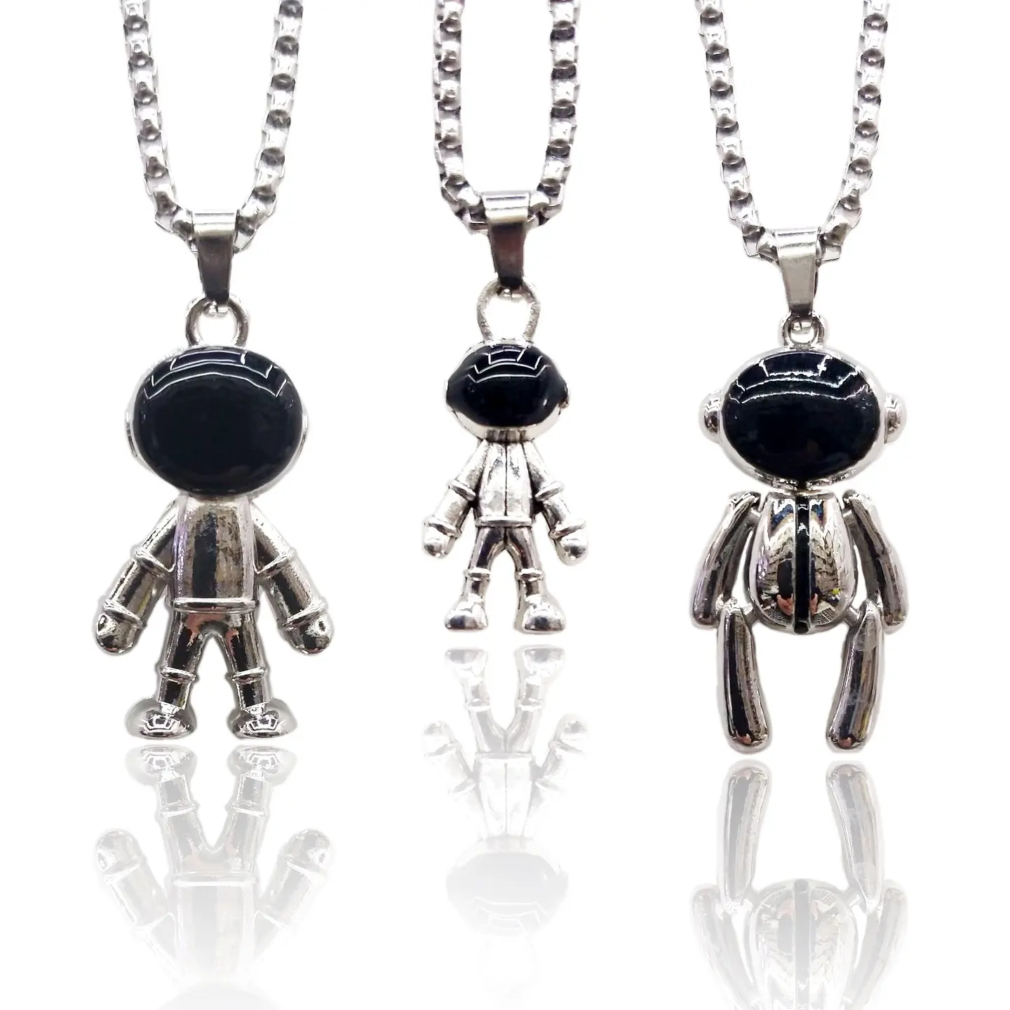 Internet Celebrity Men's Necklace Cute Astronaut Necklace Sweater Chain Alloy Hip-Hop Stainless Steel Necklace