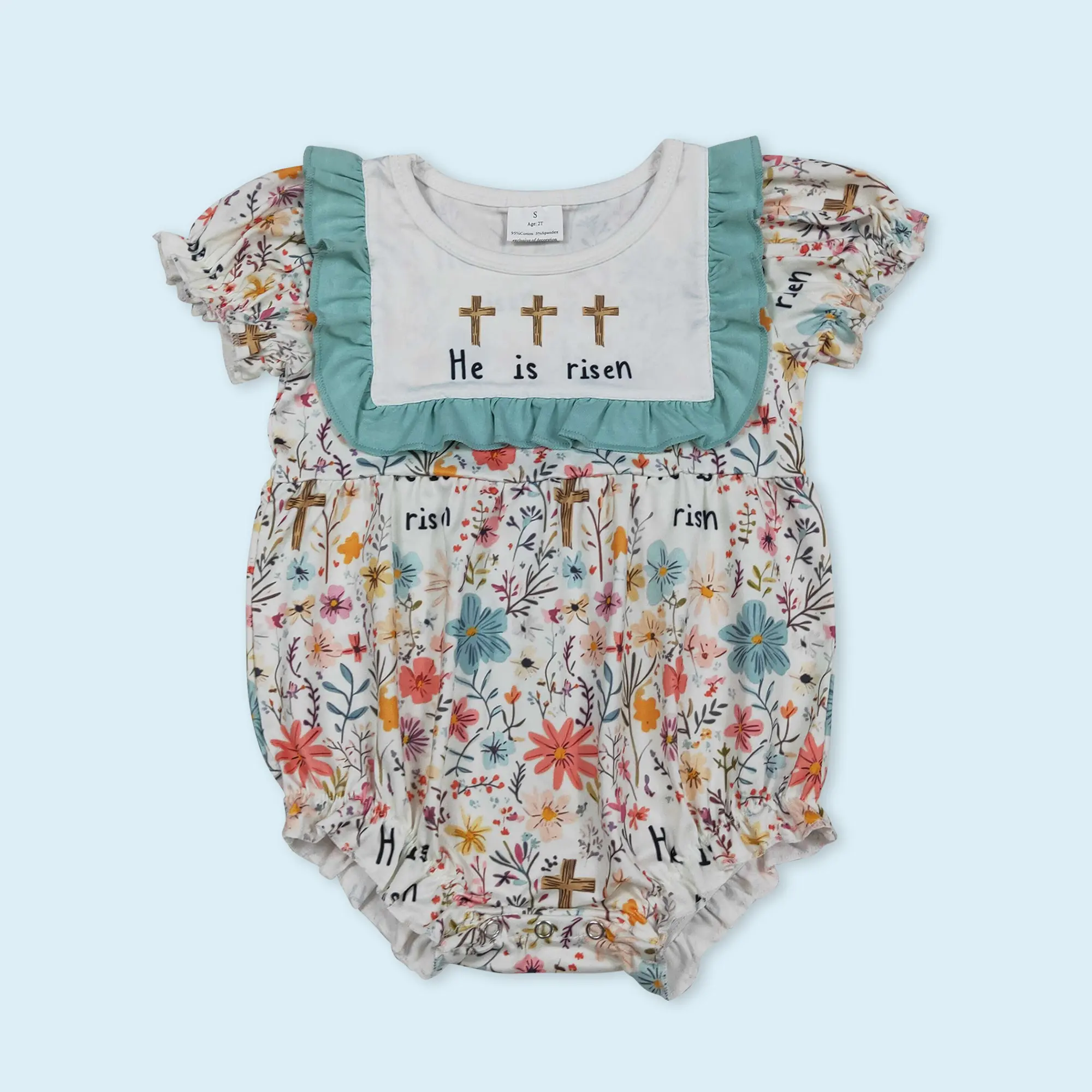 He is risen Ester floral design holiday romper