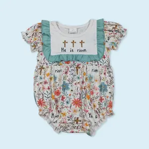 He is risen Ester floral design holiday romper