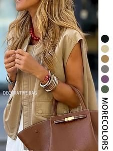 women's solid color zipper front vest jacket, casual cozy sleeveless outerwear for daily wear, ladies clothes for all seasons, shrug vest, clothing, zip up coats, warm jacket