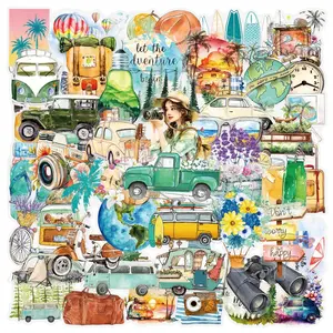 50pcs Simple Small Fresh Transparent PET Material Series Graffiti Stickers Suitable for Suitcases, Mobile Phone Cases, Laptops, Helmets, Skateboards Waterproof Decoration DIY Creative Stickers