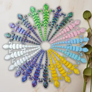 100pcs 3D-Printed Miniatures Lizard Party Favors Assortment - Realistic 3.15in PLA Gecko Base Models, Random Colors - Birthday, Halloween Gift & Home Decor Statue Supplies
