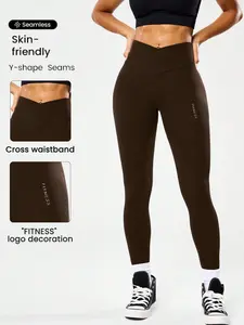 Women's High Waist Seamless Yoga Leggings, Four-Way Stretch Fabric, High Waist Stretchy, Abdominal Shaping, All-Season Wear, Fitness Yoga Pants, Seamless Gym Leggings, Tight Leggings