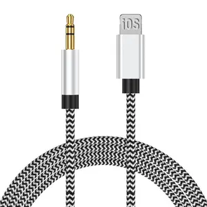 Aux Braided Audio Cable Type C Lightning to 3.5mm Adapter Car Accessories Compatible iPhone 14 13 12 11 Pro Max Plus