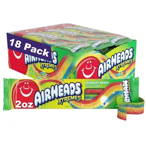 Airheads Xtremes Belts Sweetly Sour Candy Rainbow Berry Flavor 2 oz Bulk Party Favors Pack of 18 USA Made Non Melting Treats Fruity Soft
