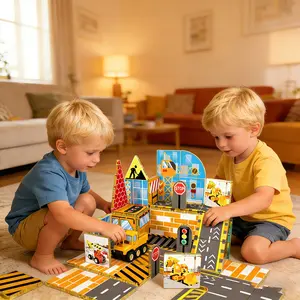 48pcs/52pcs Magnetic Tiles, Animal Farm Building Blocks, Stem Educational Toy, Creative Puzzle Board, Birthday Gift for Kids Ages 3-12