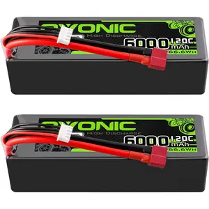OVONIC 3S LiPo Battery 11.1V 6000mAh 120C with Deans-T Plug for RC Car RC Truck Airplane Helicopter Boat Car Racing RC Hobby (2 Packs)