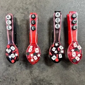 Volleyball Ace Spirit clips - Handcrafted Wooden Clothespins with Glitter & Plastic Charms for Team Events - Set of 5 or 10 - Perfect for Games & Tournaments