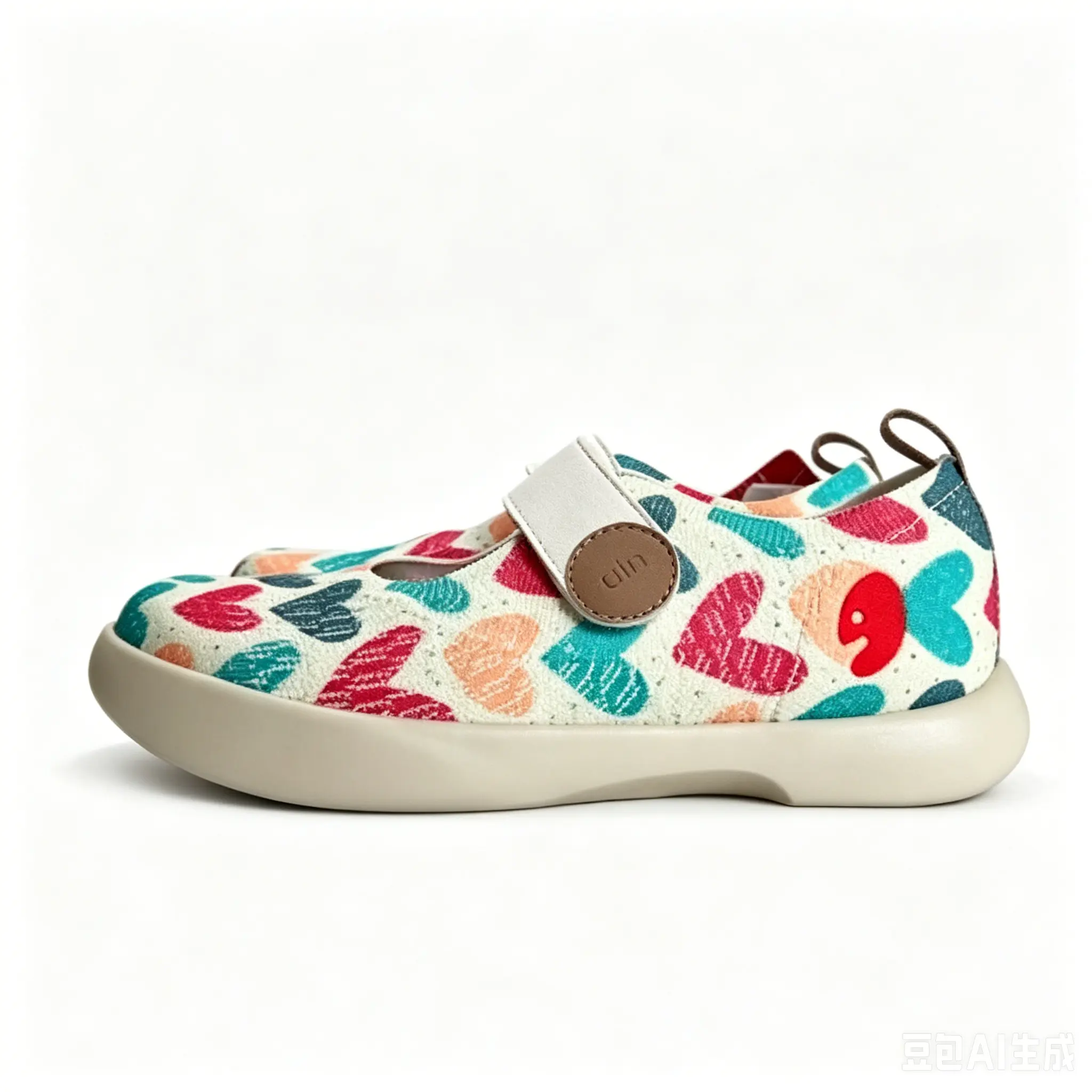UIN Colorful Heart Mary Jane Shoes | Soft Breathable Velcro Casual Flats w1861657