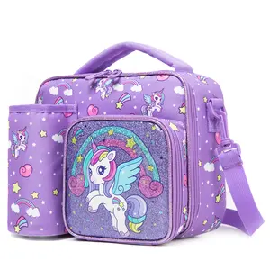 Kids Lunch Bag Insulated Lunch Box for Boys Girls Washable Reusable Toddler Leak-proof Lunchbox for School Daycare with Unicorn Design