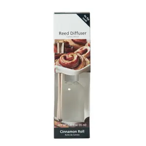 Cinnamon Roll Diffuser Oil and Reeds for Aromatherapy - 85ml Bottle with 6 No-Flip Reeds - Long-Lasting Fragrance and Comforting Scent