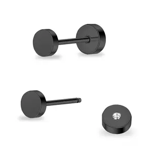 Women Earrings Flat Dot Titanium Cartilage Non-nickel Studs For Ears Simple Classic 3mm/4mm/5mm/6mm Screw On Stud Earring