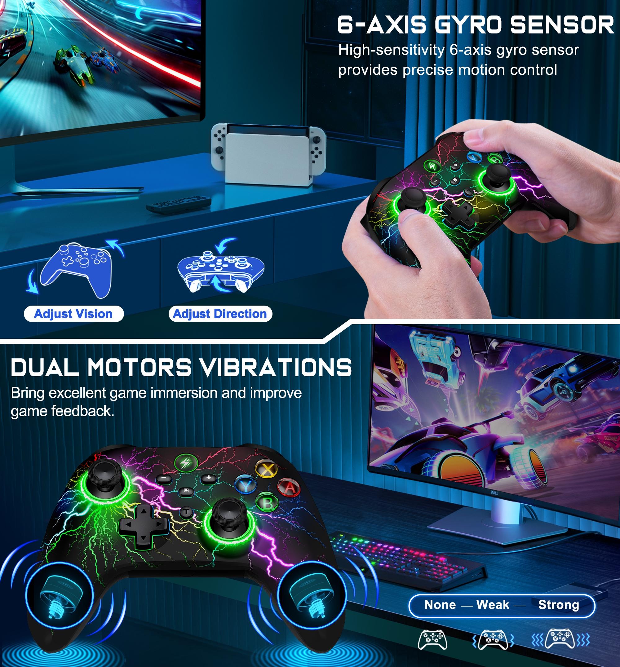 Switch Controller Wired PC Game, Wireless Connection for iOS/Android Remote with Light/Programmable for Switch Accessories, NOT for Xbox, PS5 Console