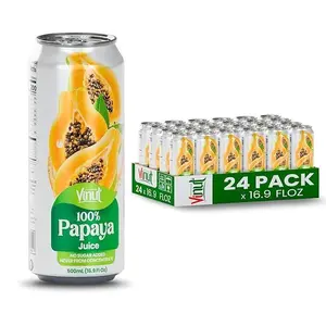 VINUT 100% Papaya Juice 500 mL Can 6/12/24 Pack Premium Quality Fruit Beverage No Added Sugar Not From Concentrate Natural Tropical Escape Drinks