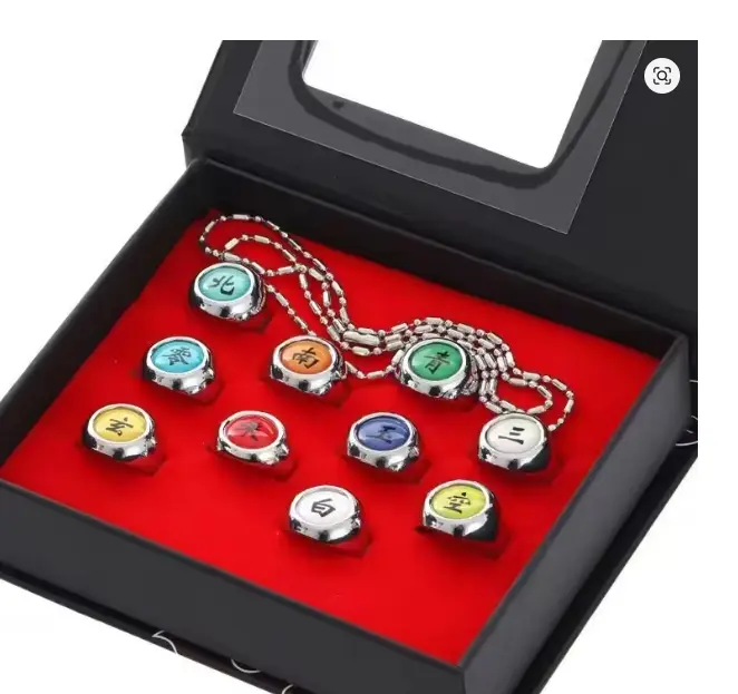 Akatsuki Itachi Alloy Ring Set - High-Quality Alloy Forged, Punk Gothic Anime Aesthetic Finger Jewelry, Unisex Cosplay Collectible Gift, Men's-Women's, Collectibles, Lead-Free Safe, Unisex Fit, Interchangeable Rings, Punk Rings