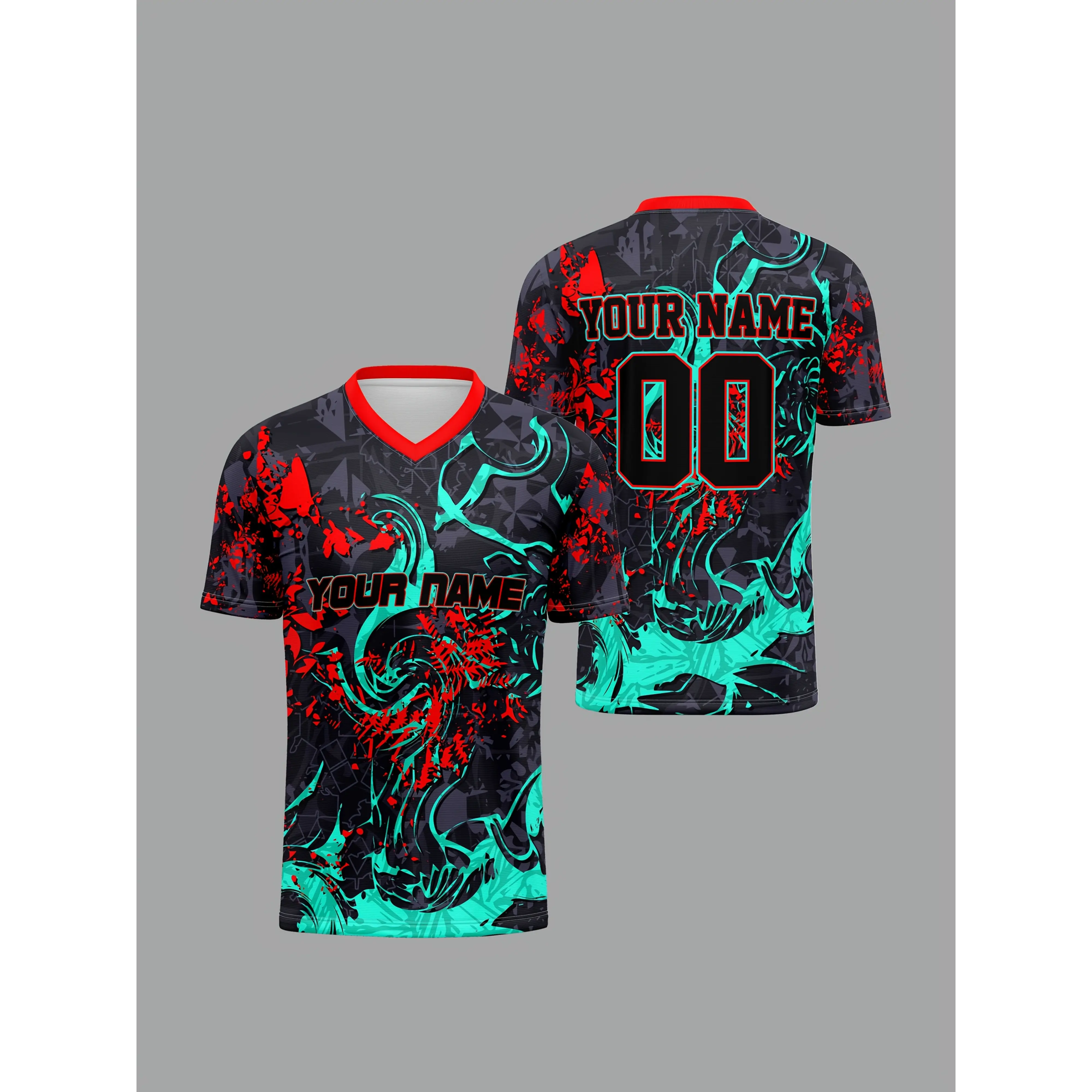 [XXS-7XL] Mesh Fabric Customizable Name and Number, V-neck Football Sportswear, Comfortable and Fitting, Personalized for Summer Parties and Outdoor Leisure