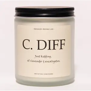 Smells Like C.Diff Candle, Nurse Gifts for Women, Rn Gifts for  - Lavender & Eucalyptus, Crafted by  Soy Wax &  Essential Oils, 7OZ