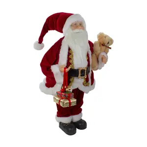 Northlight 2' Traditional Santa Figure with a Plush Brown Bear