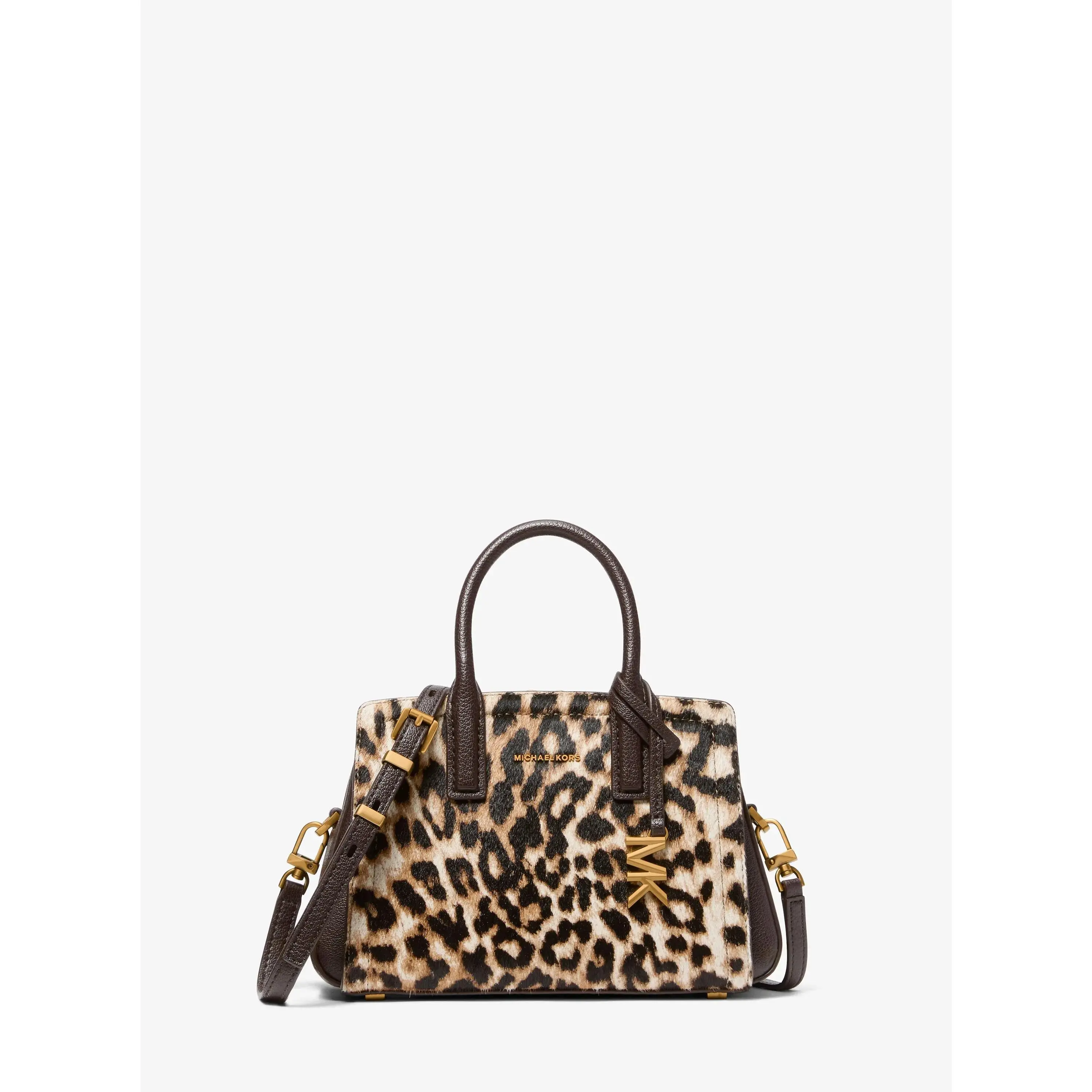 Laila Small Leopard Print Calf Hair Satchel