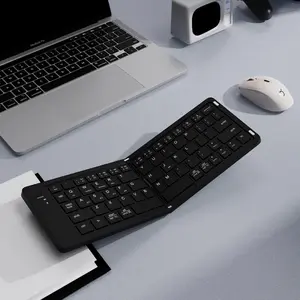 EWEADN B023 Wireless BT Foldable Rechargeable Keyboard, Mini Slim Portable Keyboard with PBT Keycaps, Compatible with Laptops & Desktop Computers
