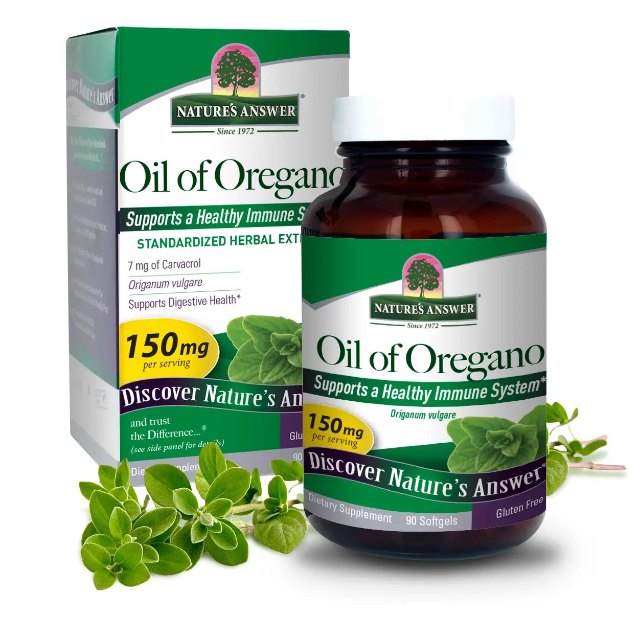 Nature's Answer Oil of Oregano 90 Softgels - 150mg per Serving - Supports Healthy Digestion & Gut Flora - Gluten-Free - USA Made - Edible