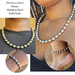 Large 10mm Stainless Steel Ball Chain, Thick Chunky Necklace, Belly Chain, Solid Steel  Bracelet, Jumbo Bead Anklet, Multiple Chain Lengths3 [Made-to-Order]