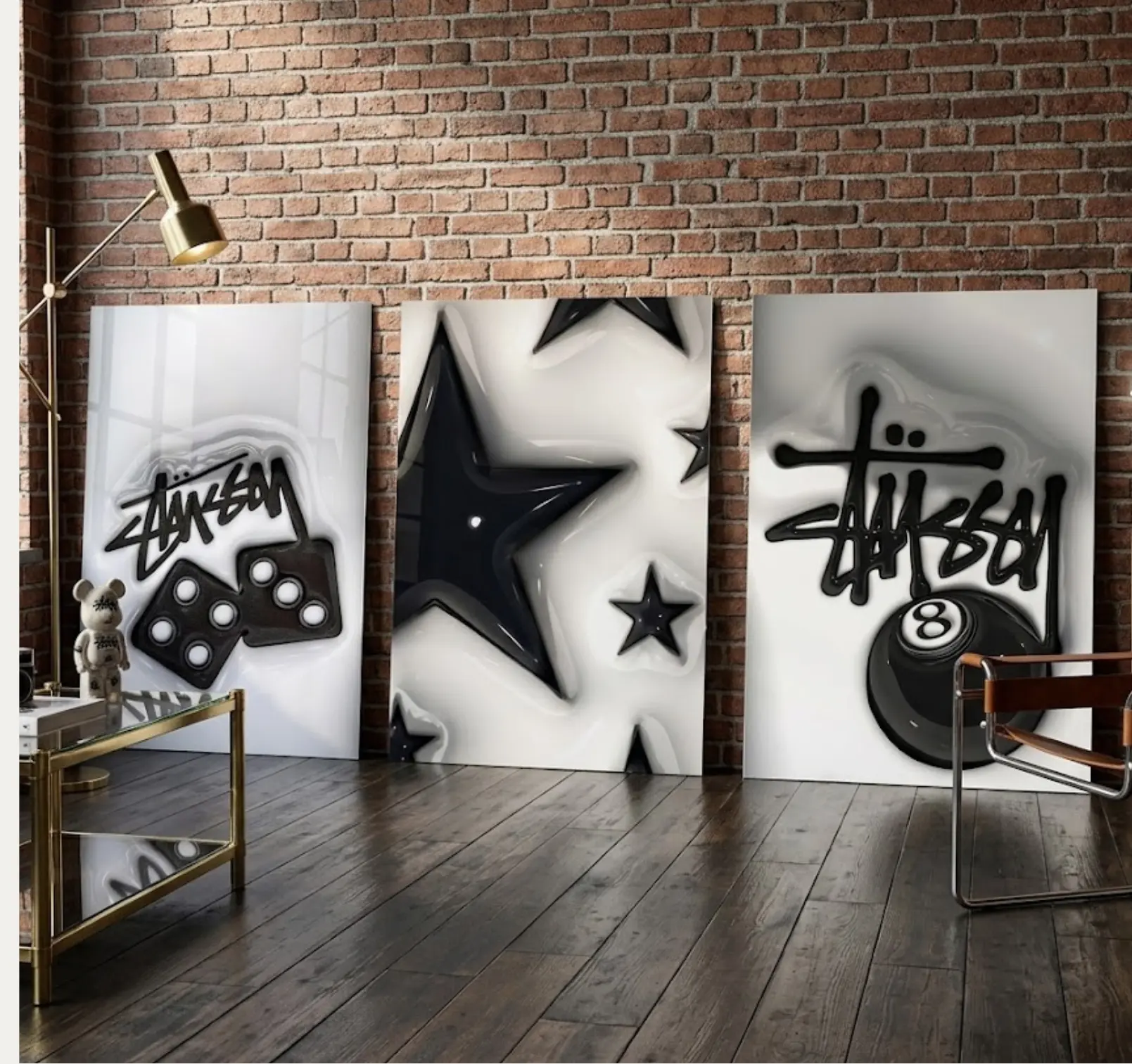 Set of 3 Y2K Streetwear Posters - 8 Ball Dice Star Hypebeast Room Decor