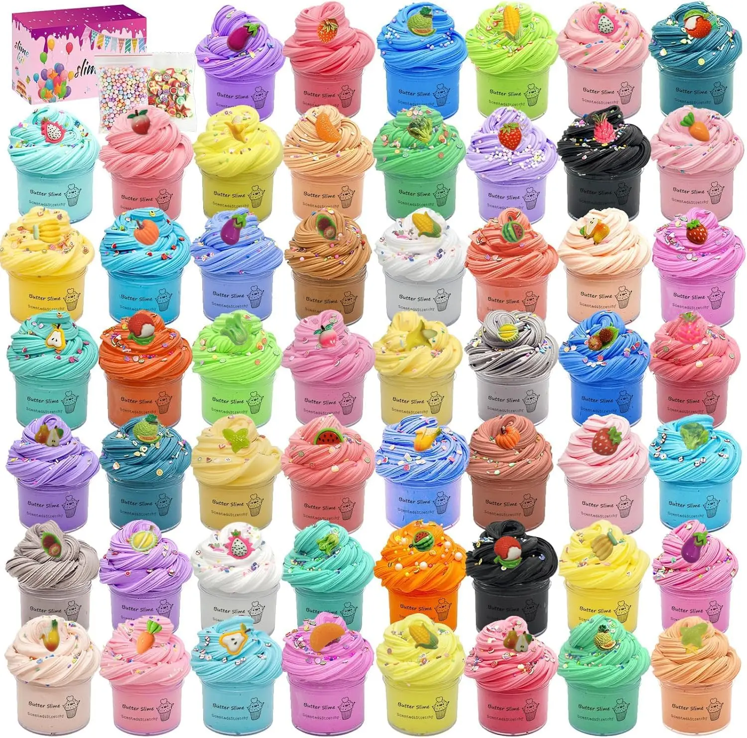 Summer Spring Gift 54 Pack Butter Slime Toy kit, Super Soft and Non-Sticky,Very Suitable Birthday Gifts for Boys and Gir,Party Favors,Stress Relief Toys,Easter Filling Stuffers.