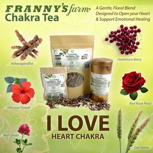 Franny’s Farm Chakra Tea "I LOVE" Heart Centered Infusion with Hibiscus, Hawthorn Berries, and Ashwagandha for Emotional Healing Beverage