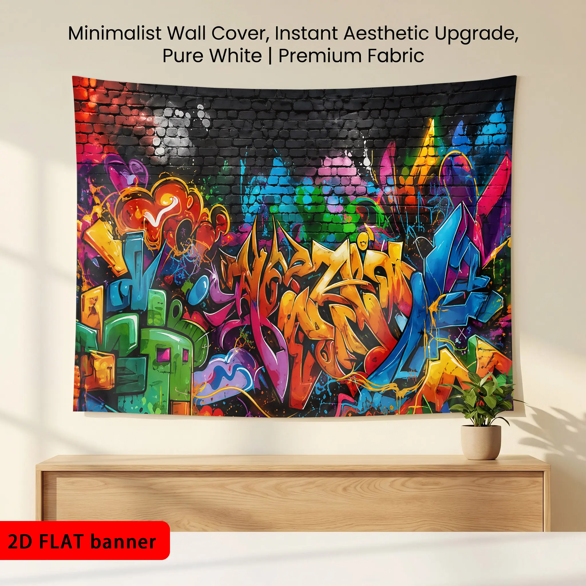 1pc High Definition Digital Printed Tapestry - Non-Luminous Graffiti Art with "Street Trend" Slogan, Nature Style Mural Tapestries for Home Decor, Party Backdrop, Festival Gifts, Easy to Install