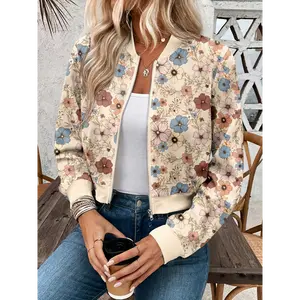 drake jacket Spring And Autumn New Women's Fashion Print Long Sleeve Baseball Collar Women's Jacket Zipper Casual Jacket