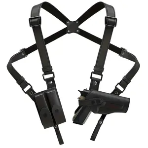 Universal Vertical Shoulder Holster for Concealed Carry, Equipped with Dual Magazine Pockets - Suitable for Most Handguns, Made of High-Quality Genuine Leather